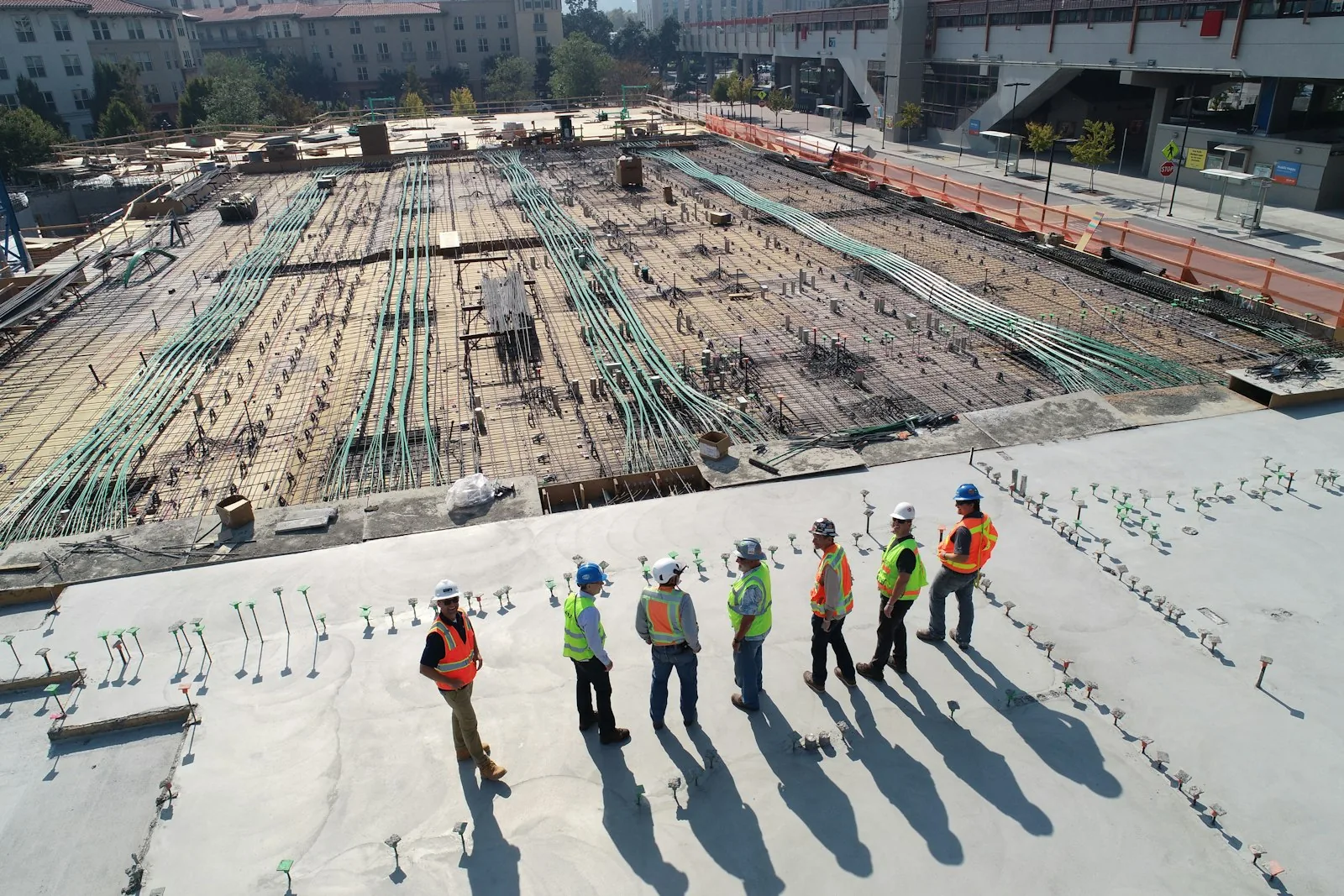 An active UK property development construction site mid-build